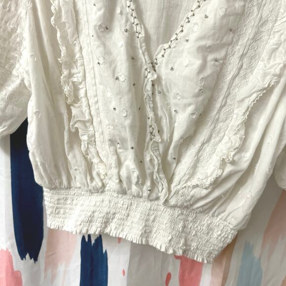 Anthropologie Duet Ginevra Ruffled Embroidered Blouse Size XL - Picture 8 of 16